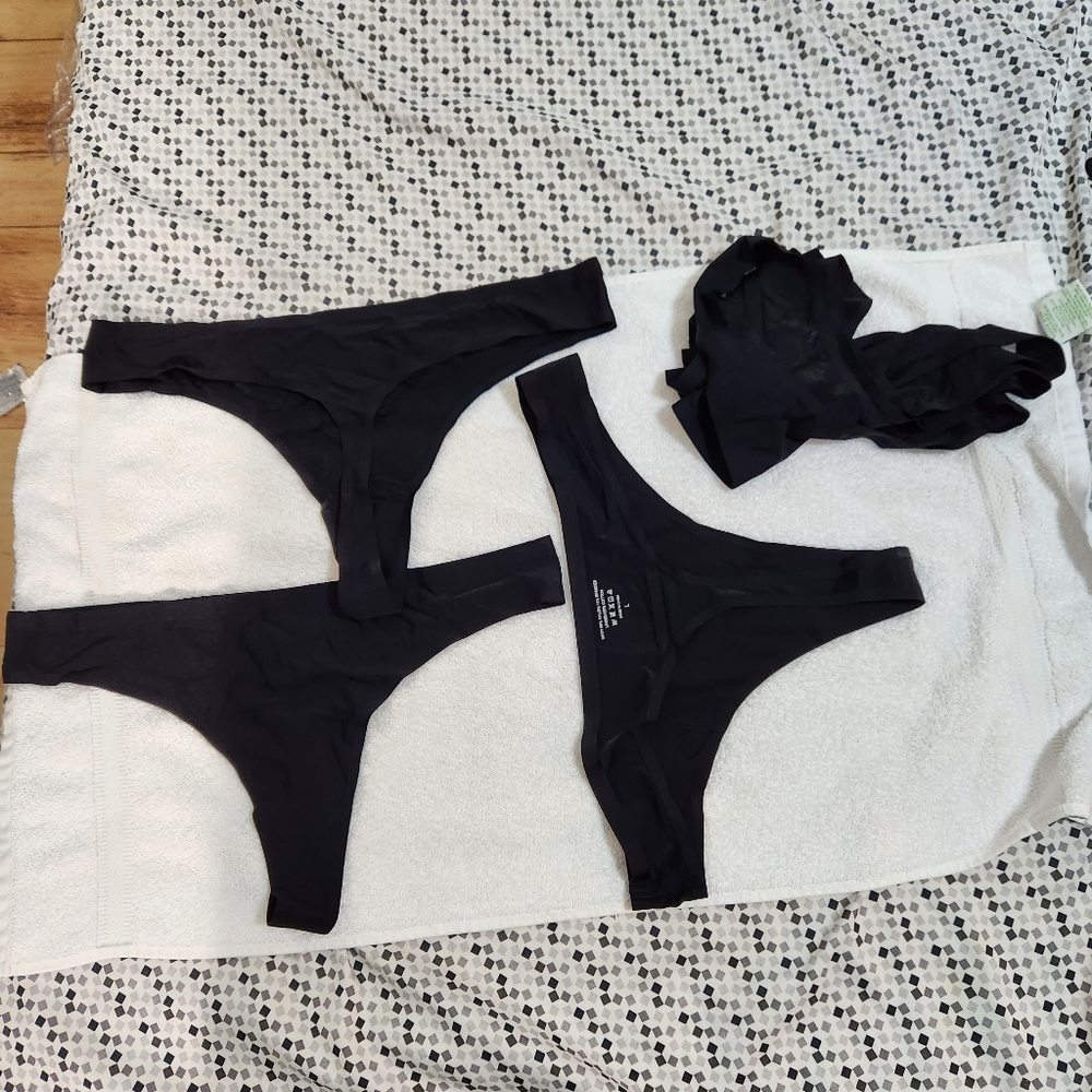 WEALURRE WOMEN'S BLACK MICRO THONGS PANTIES SIZE LARGE
